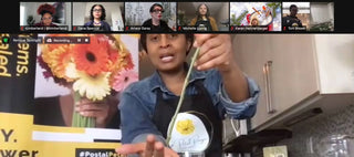 Zoom screenshot of online floral workshop